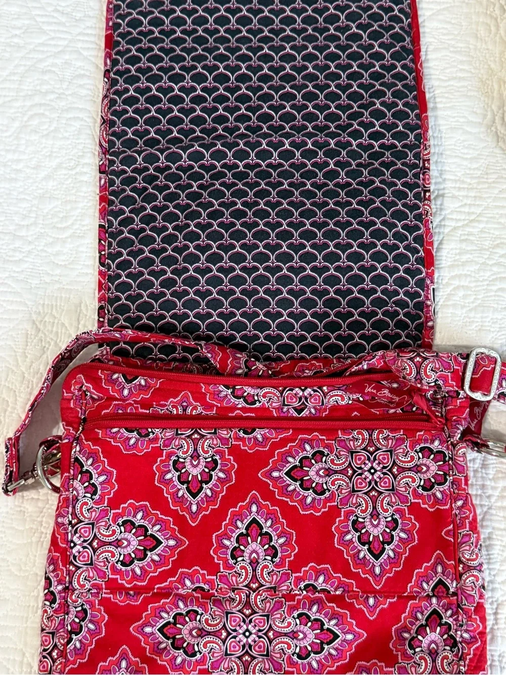 Vera Bradley Red Quilted Paisley Crossbody Bag
